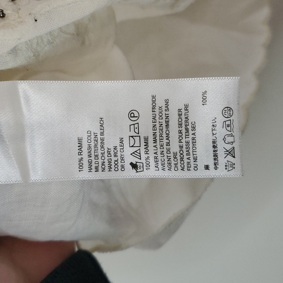 Tommy Bahama Beaded Ivory Ramie Tank Top Size Large Summer Resortwear Keyhole - Picture 5 of 11